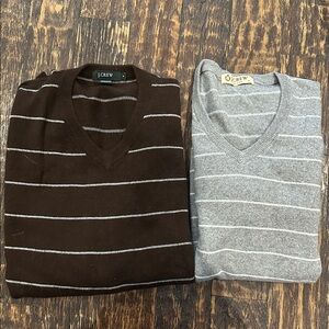 Quantity 2 J. Crew  V-Neck striped Sweaters.  Men’s size small